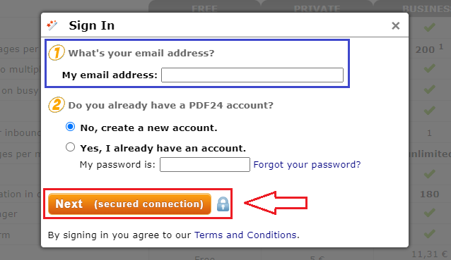 PDF24 FAXへの登録の流れ