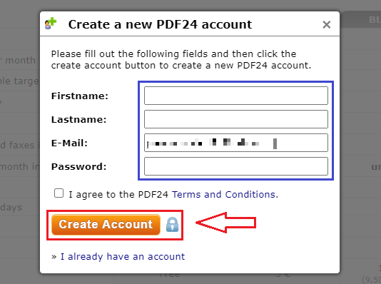 PDF24 FAXへの登録の流れ